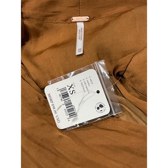 Free People Meet Me There Buttondown Top in Amber X-Small New Womens Blouse - Picture 10 of 14